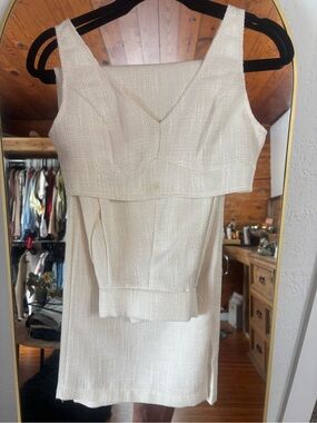 Ivory Textured Two-Piece Dress Set